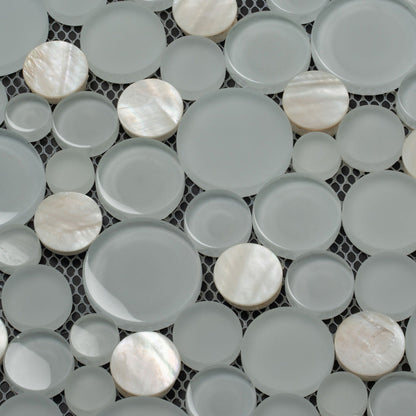White 12x12 Glossy Matte Bubble Glass Shell Mother of Pearl Mosaic Tile