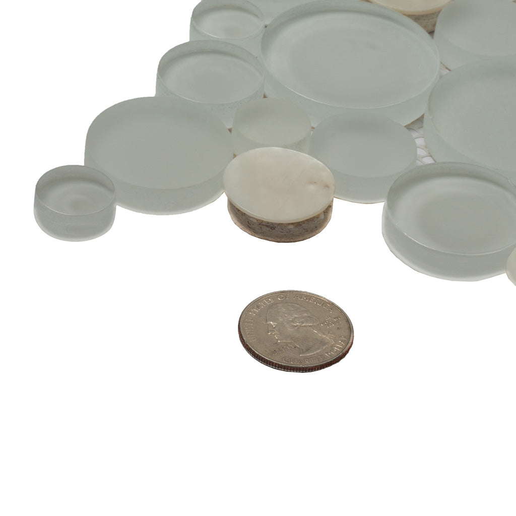 White 12x12 Glossy Matte Bubble Glass Shell Mother of Pearl Mosaic Tile
