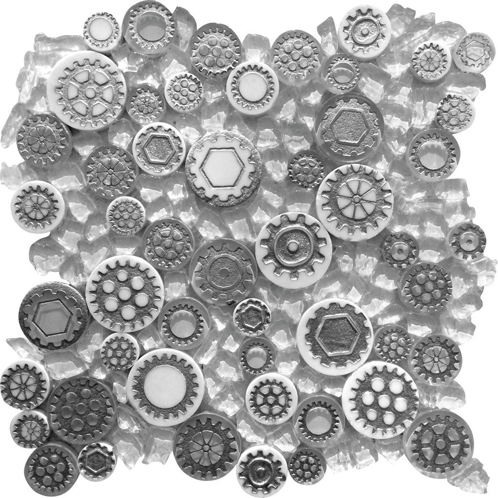 Gray 12x12 Glossy Textured Multi-shaped Glass Resin Mosaic Tile (5 pack, 4.67 sq ft/case)