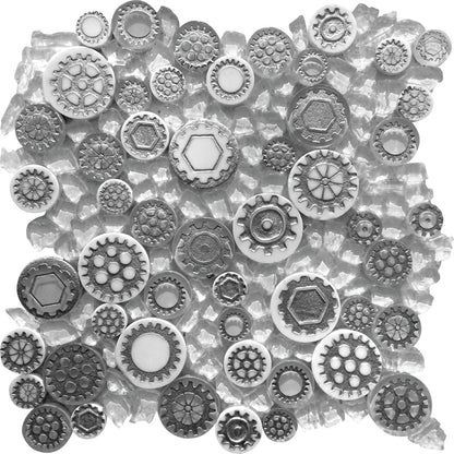 Gray 12x12 Glossy Textured Multi-shaped Glass Resin Mosaic Tile (5 pack, 4.67 sq ft/case) - Sample