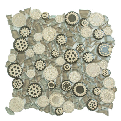Light Brown 12x12 Glossy Textured Multi-shaped Glass Resin Mosaic Tile (5 pack, 4.67 sq ft/case)