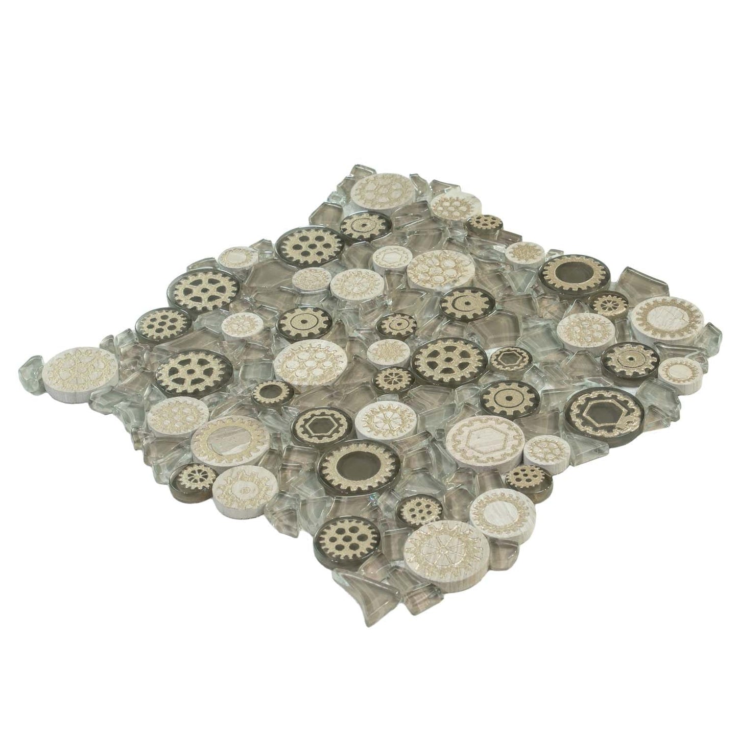 Light Brown 12x12 Glossy Textured Multi-shaped Glass Resin Mosaic Tile (5 pack, 4.67 sq ft/case)