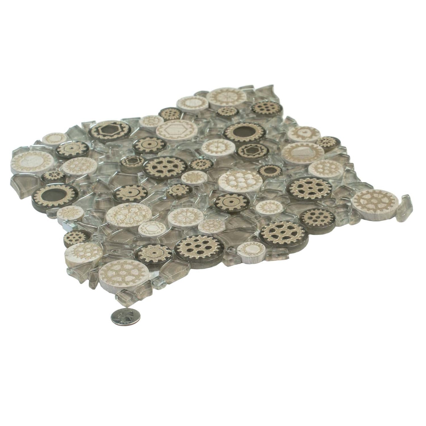 Light Brown 12x12 Glossy Textured Multi-shaped Glass Resin Mosaic Tile (5 pack, 4.67 sq ft/case) - Sample