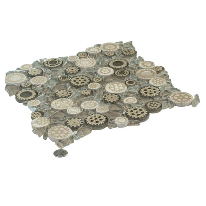 Light Brown 12x12 Glossy Textured Multi-shaped Glass Resin Mosaic Tile (5 pack, 4.67 sq ft/case) - Sample