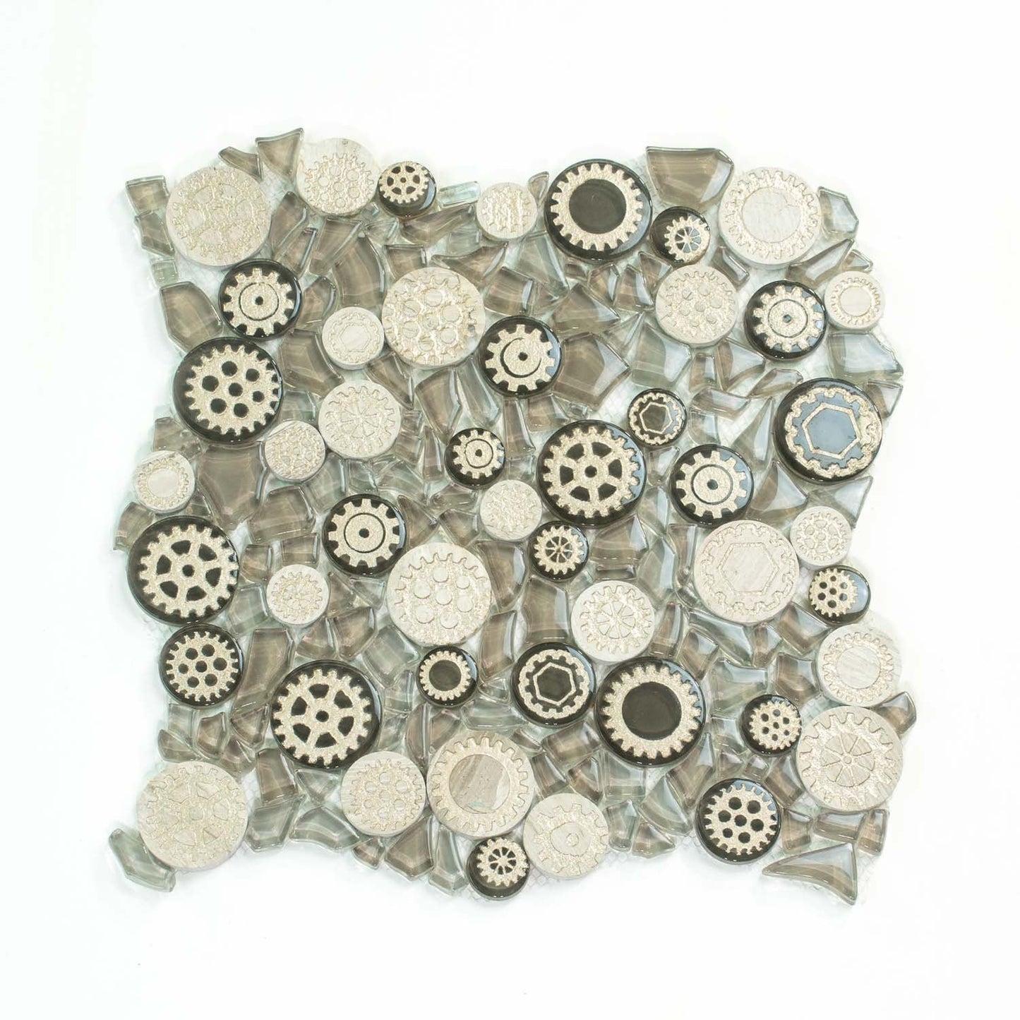Light Brown 12x12 Glossy Textured Multi-shaped Glass Resin Mosaic Tile (5 pack, 4.67 sq ft/case)