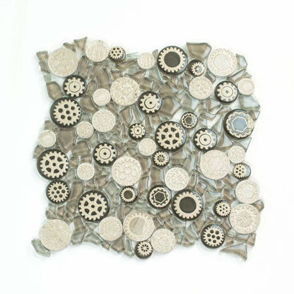 Light Brown 12x12 Glossy Textured Multi-shaped Glass Resin Mosaic Tile (5 pack, 4.67 sq ft/case)