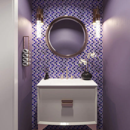 Purple 12x12 Polished Foiled Square Glass Resin Stone Mosaic Tile (5 pack, 4.83 sq ft/case)