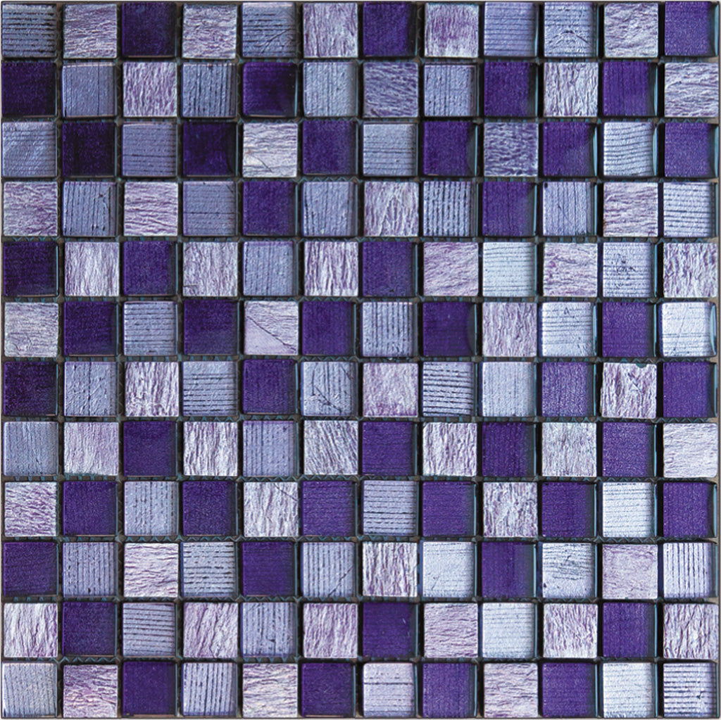 Purple 12x12 Polished Foiled Square Glass Resin Stone Mosaic Tile (5 pack, 4.83 sq ft/case)
