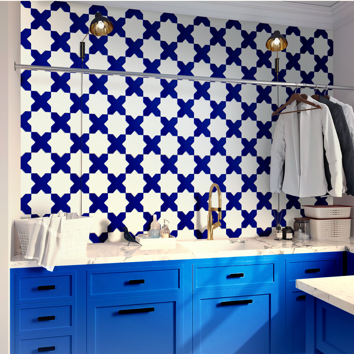 Cobalt Blue 5x5 Glossy Cross Ceramic Tile (27 pack, 5.37 sq ft/case) - Sample