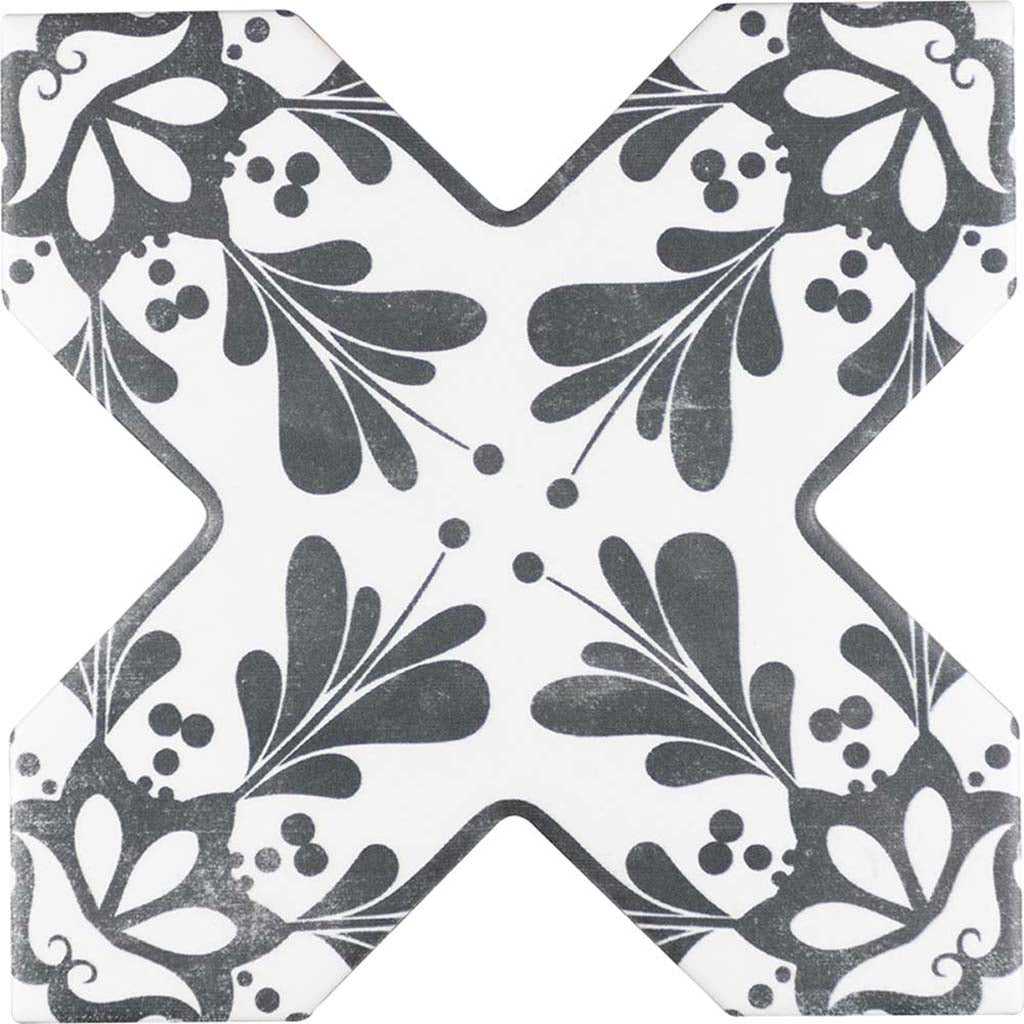 Black 5x5 Matte Ceramic Cross Deco Tile (27 pack, 5.37 sq ft/case)