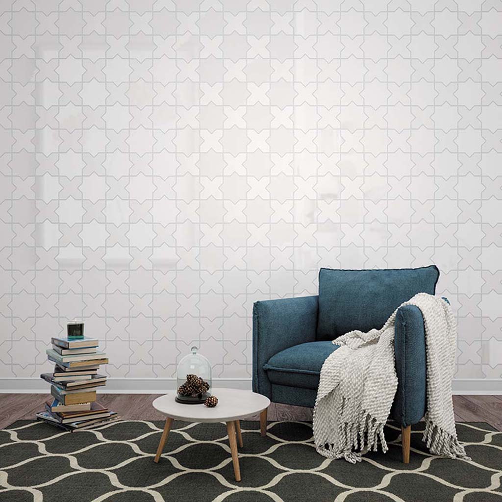 Pearl White 5x5 Glossy Cross Ceramic Tile (27 pack, 5.37 sq ft/case)
