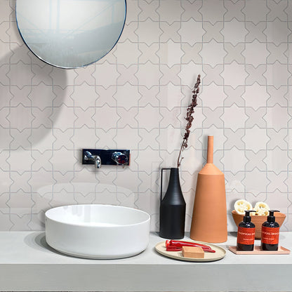 Pearl White 5x5 Glossy Cross Ceramic Tile (27 pack, 5.37 sq ft/case)