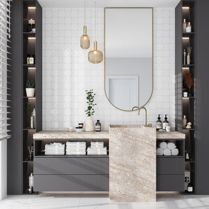 Pearl White 5x5 Glossy Cross Ceramic Tile (27 pack, 5.37 sq ft/case) - Sample