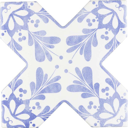 Cornflower Blue 5x5 Matte Ceramic Cross Deco Tile (27 pack, 5.37 sq ft/case) - Sample