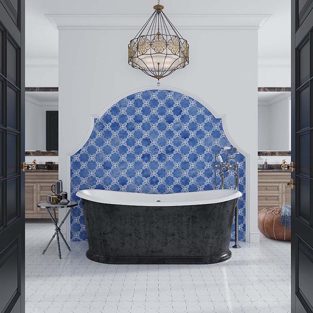 Cornflower Blue 5x5 Matte Ceramic Cross Deco Tile (27 pack, 5.37 sq ft/case)
