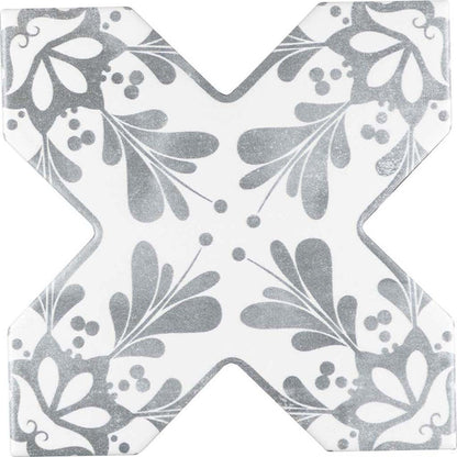 Light Grey 5x5 Matte Ceramic Cross Deco Tile (27 pack, 5.37 sq ft/case) - Sample