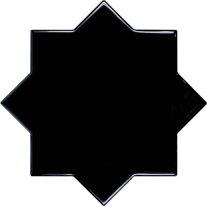 Black 5x5 Glossy Star Ceramic Tile (27 pack, 5.37 sq ft/case)