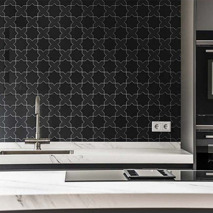 Black 5x5 Glossy Star Ceramic Tile (27 pack, 5.37 sq ft/case) - Sample