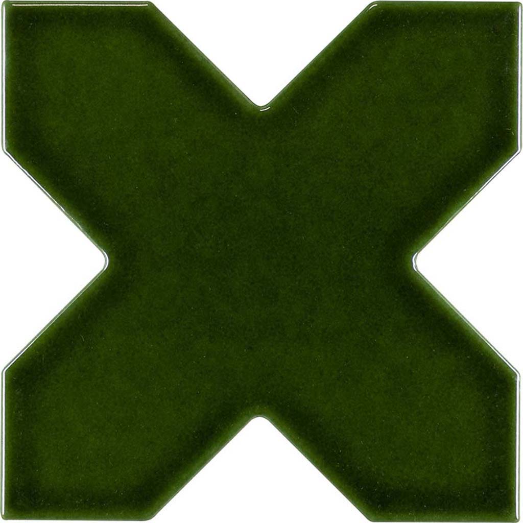 Dark Green 5x5 Glossy Cross Ceramic Tile (27 pack, 5.37 sq ft/case)