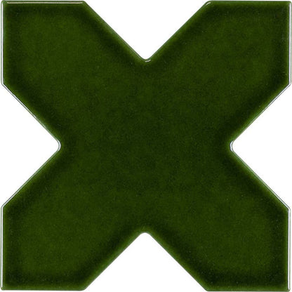 Dark Green 5x5 Glossy Cross Ceramic Tile (27 pack, 5.37 sq ft/case) - Sample