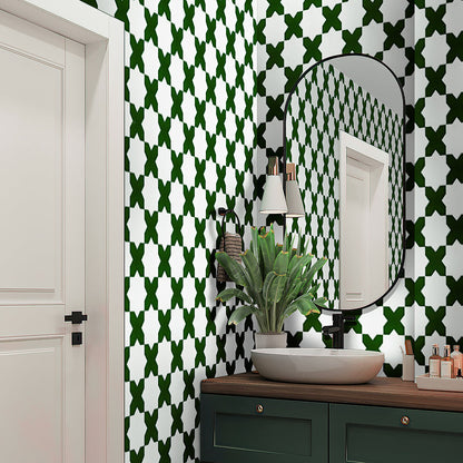 Dark Green 5x5 Glossy Cross Ceramic Tile (27 pack, 5.37 sq ft/case) - Sample