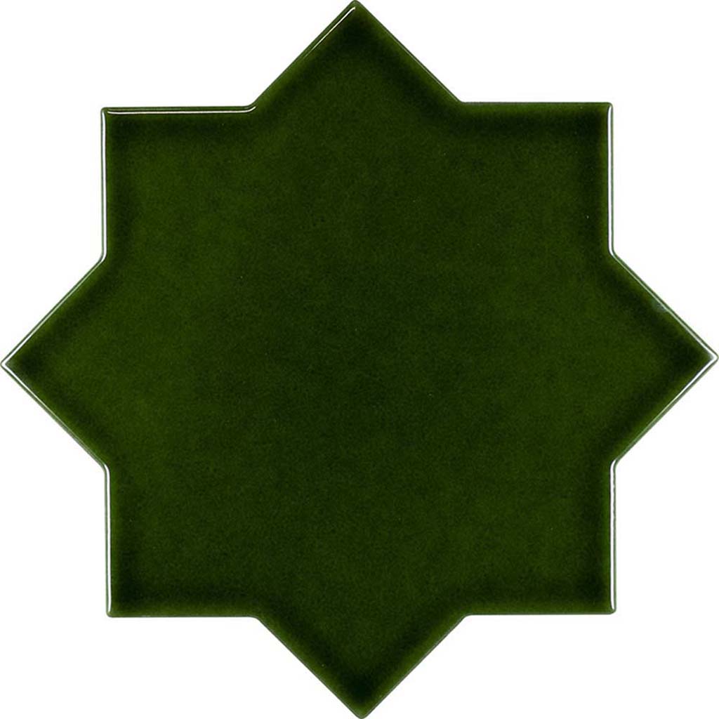 Dark Green 5x5 Glossy Star Ceramic Tile (27 pack, 5.37 sq ft/case)