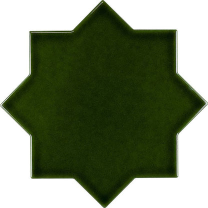 Dark Green 5x5 Glossy Star Ceramic Tile (27 pack, 5.37 sq ft/case)