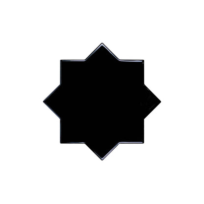 Black 5x5 Glossy Star Ceramic Tile (27 pack, 5.37 sq ft/case)