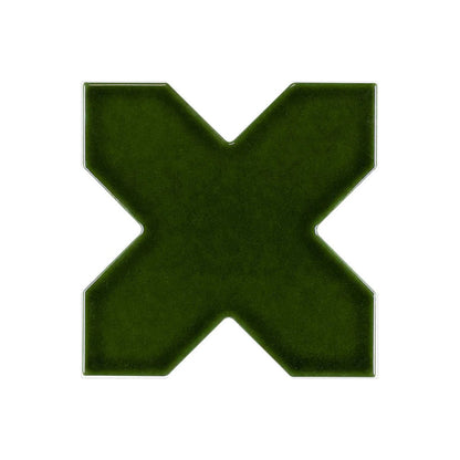 Dark Green 5x5 Glossy Cross Ceramic Tile (27 pack, 5.37 sq ft/case)