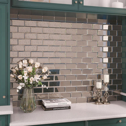 Antique Mirror 3x6 Polished Glass Subway Tile (40 pack, 5 sq ft/case)