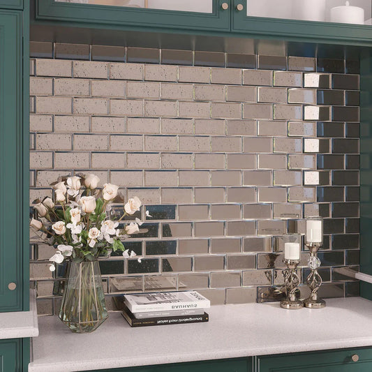 Antique Mirror 3x6 Polished Glass Subway Tile (40 pack, 5 sq ft/case) - Sample