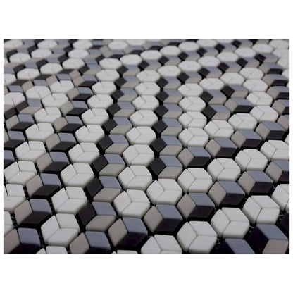 Grey White 12x14 Polished Diamond Recycled Glass Mosaic Tile (5 pack, 5.55 sq ft/case)