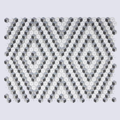 Grey White 12x14 Polished Diamond Recycled Glass Mosaic Tile (5 pack, 5.55 sq ft/case)