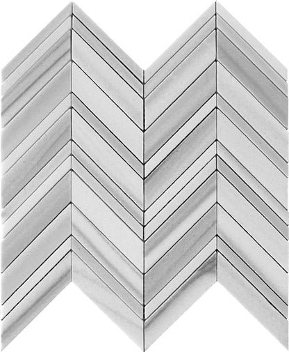 Gray 12x12 Polished Herringbone Equator Marble Mosaic Tile (5 pack, 5.08 sq ft/case)