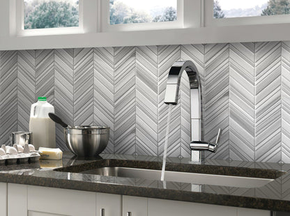 Gray 12x12 Polished Herringbone Equator Marble Mosaic Tile (5 pack, 5.08 sq ft/case)