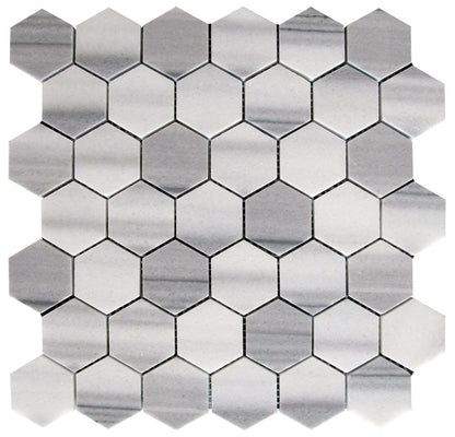 Gray 12x12 Polished Hexagon Equator Mosaic Tile (5 pack, 4.83 sq ft/case) - Sample
