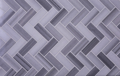Gray 12x12 Polished Herringbone Marble Mosaic Tile (5 pack, 5.29 sq ft/case) - Sample