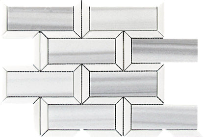 White Gray 10x12 Polished Brick Equator Thassos Marble Mosaic Tile (5 pack, 4.04 sq ft/case)