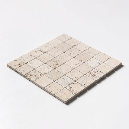 Chiaro Tumbled 2x2 Travertine Mosaic