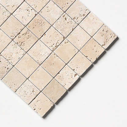 Chiaro Tumbled 2x2 Travertine Mosaic