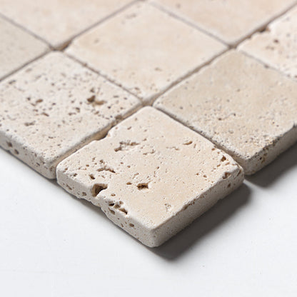 Chiaro Tumbled 2x2 Travertine Mosaic