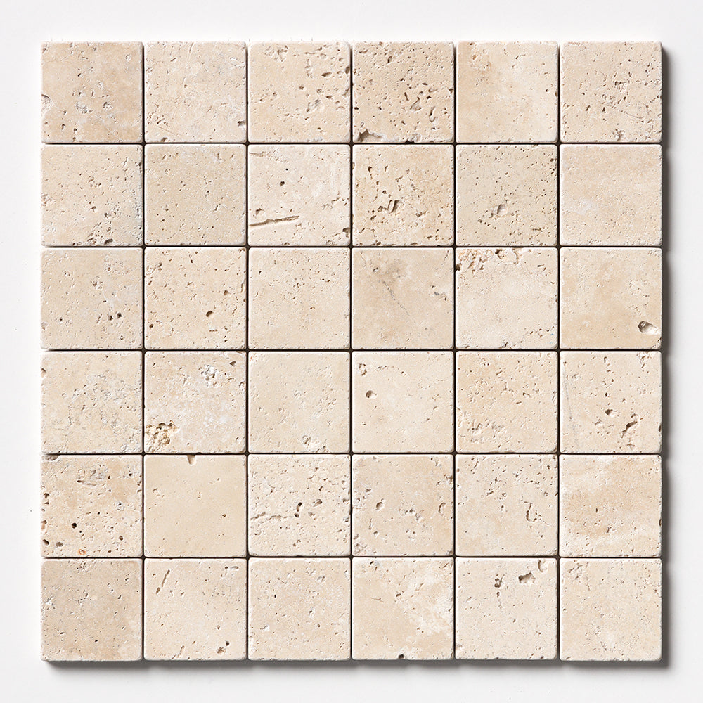 Chiaro Tumbled 2x2 Travertine Mosaic