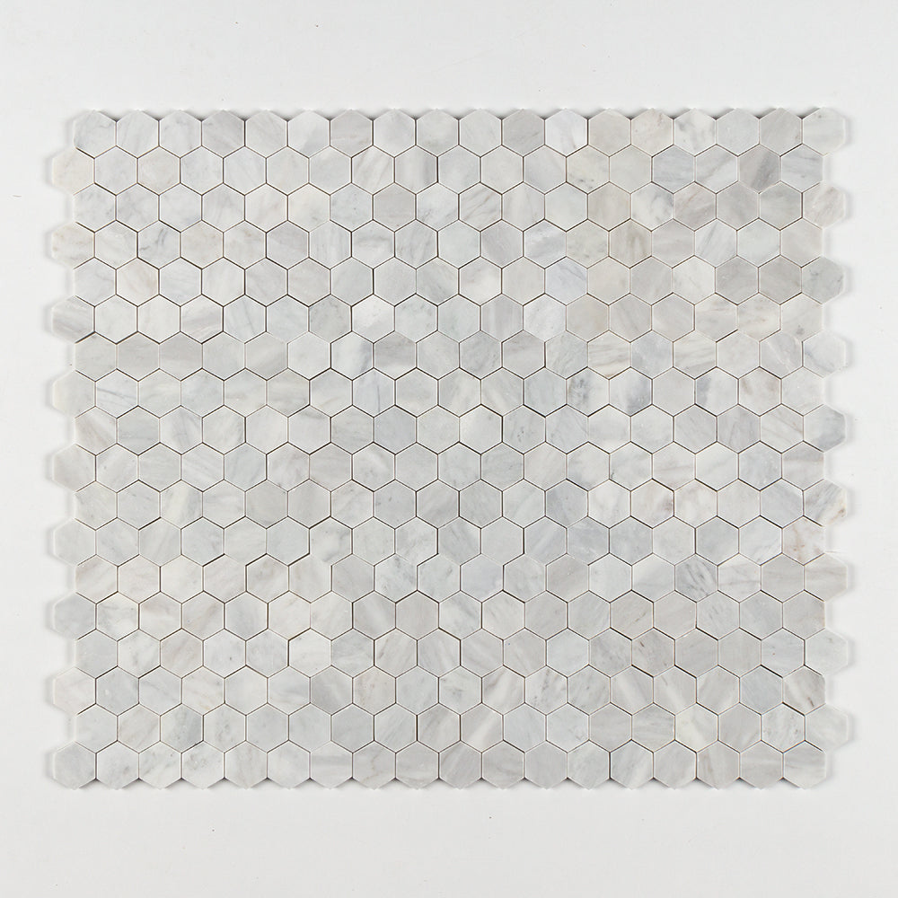 Carrara T Honed Hexagon Marble Mosaic