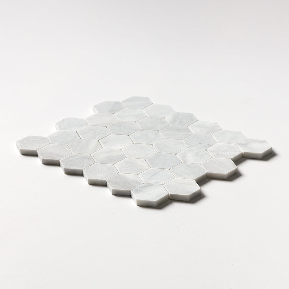 Carrara T Honed Hexagon Marble Mosaic
