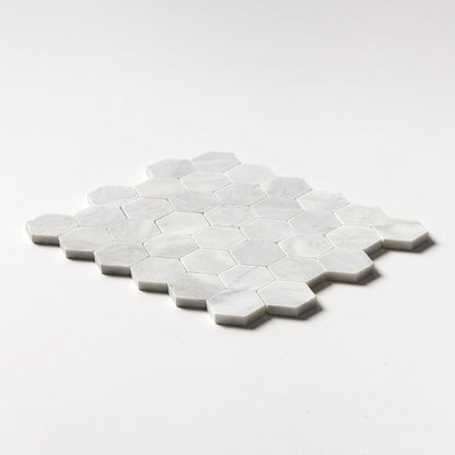 Carrara T Honed Hexagon Marble Mosaic