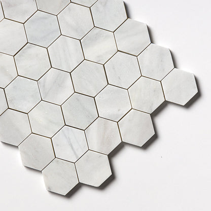 Carrara T Honed Hexagon Marble Mosaic