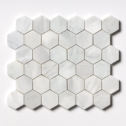 Carrara T Honed Hexagon Marble Mosaic