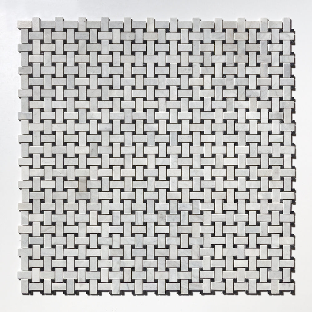 Carrara T Honed Basket Weave Marble Mosaic