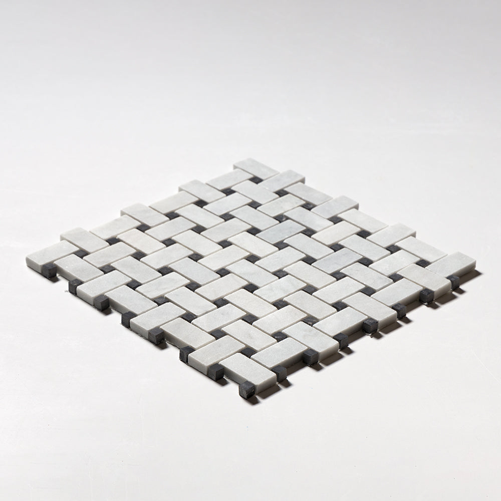 Carrara T Honed Basket Weave Marble Mosaic