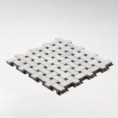 Carrara T Honed Basket Weave Marble Mosaic